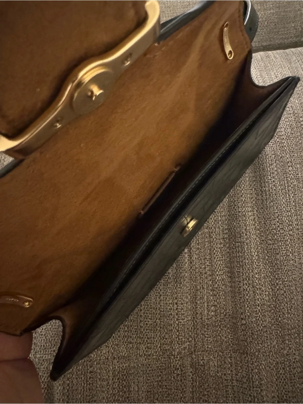 Coach Green Croc-Embossed Leather Crossbody with Gold Hardware